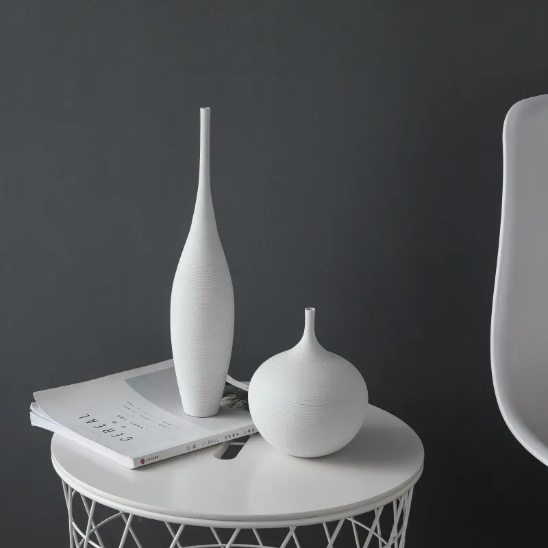 Jingdezhen Modern Minimalist Handmade Art Zen Vase Ceramic Ornaments Living Room Model Home Decoration T200624