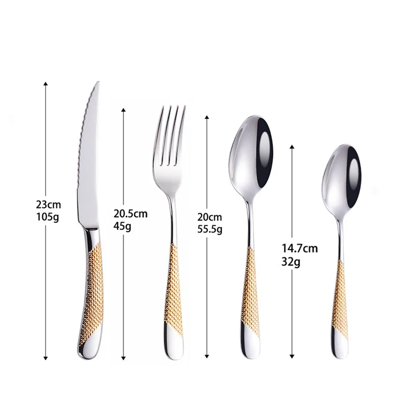 4Pcsset Cutlery Set 304 Stainless Steel Tableware Knife Fork Spoon Dinner Set Kitchen Dinnerware High Quality (6)