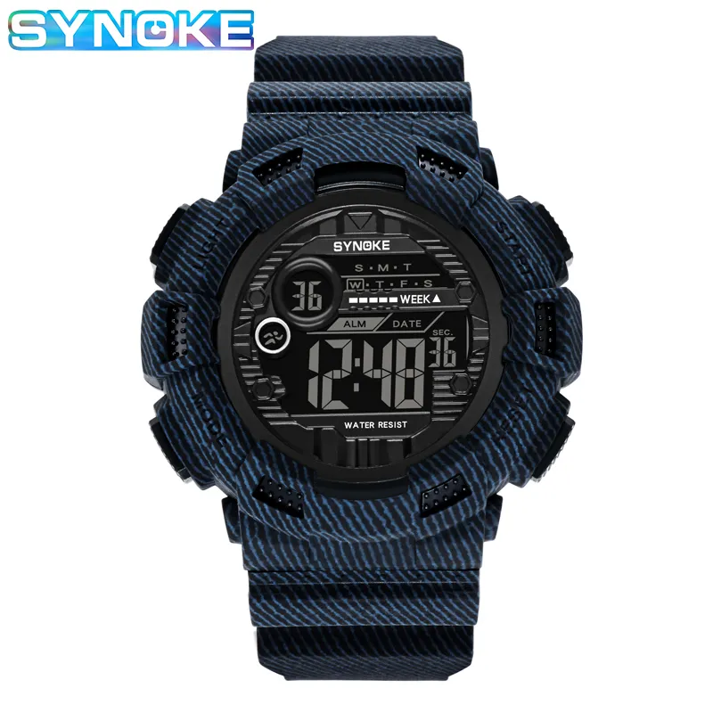 Synoke marka cyfrowa zegarek na rękę męską wodoodporną kowbojską zegar Stepwatch Sport Shock Wojskowy zegarek Relogio Masculino 9629 2272S