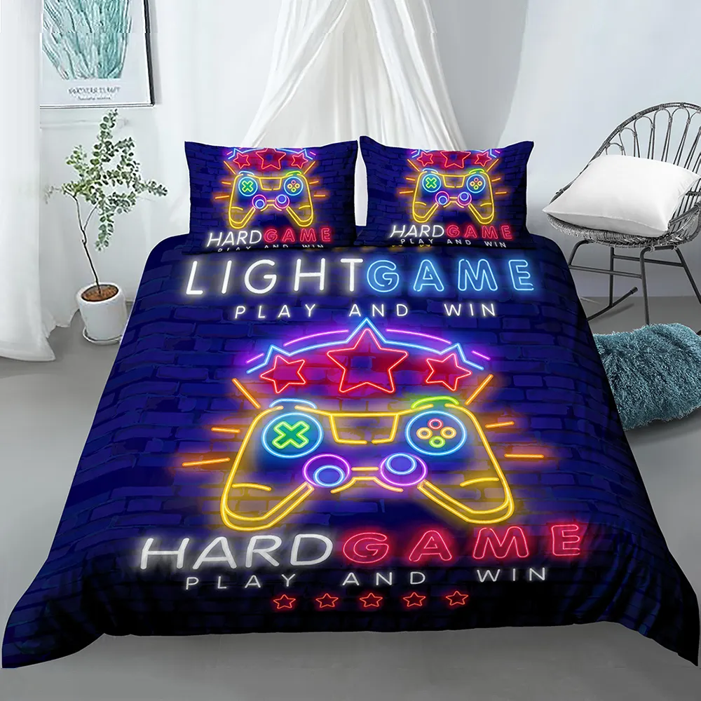 3D Duvet Cover Teens Gamer Bedding Set för barn Boys Girls Bed Gamepad Tryckt med kuddefodral Xmas gåvor US Queen EU Double 201127