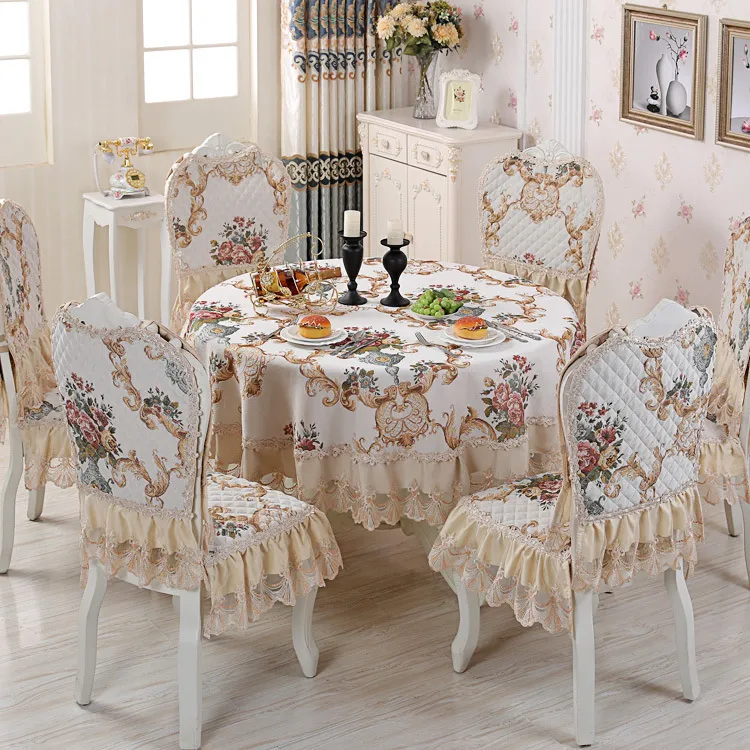 Proud Rose Chenille Table Cloth Cubierta de mesa de comedor europea Funda de cojín para silla Manteles redondos T200707