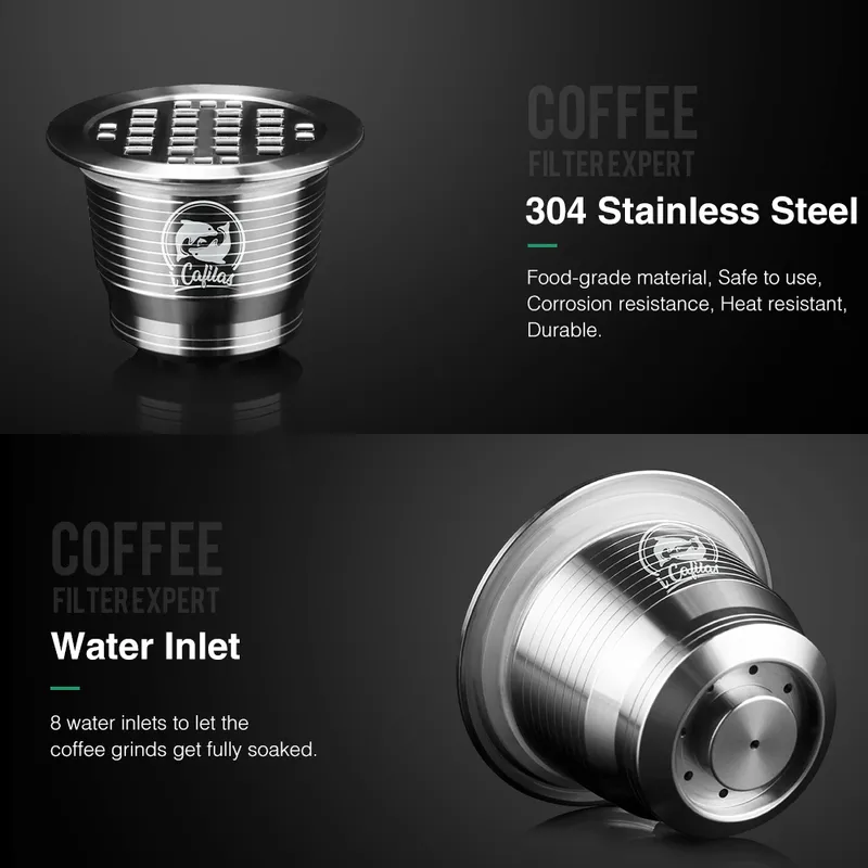 Icafilas herbruikbaar koffiefilter voor Nespresso-machine met tamper roestvrijstalen capsule voor NoSpresso 220309