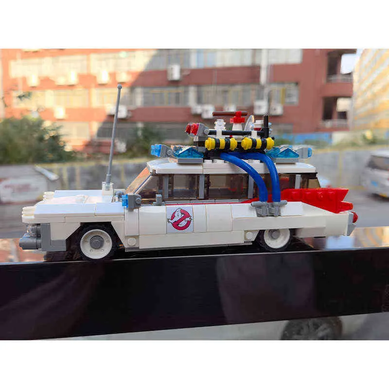 Teknik Arabalar Şehir Ghostbusters ECTO-1 Model Yapı Taşları MOC Film Araç Tuğla DIY Eğitim Oyuncaklar Çocuklar için AA220303