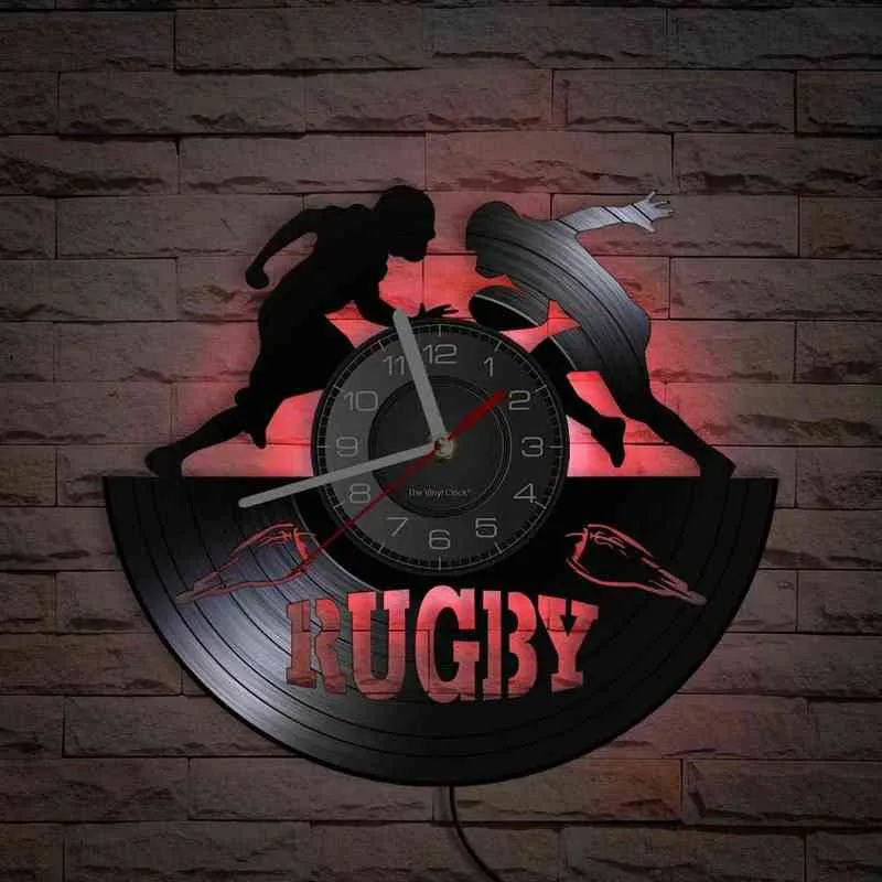 Rugby Player Vintage Vinyl LP запись настенные часы для мальчиков Человек пещеры английские регби декоративные настенные часы спортивные домашние декор часы H1230