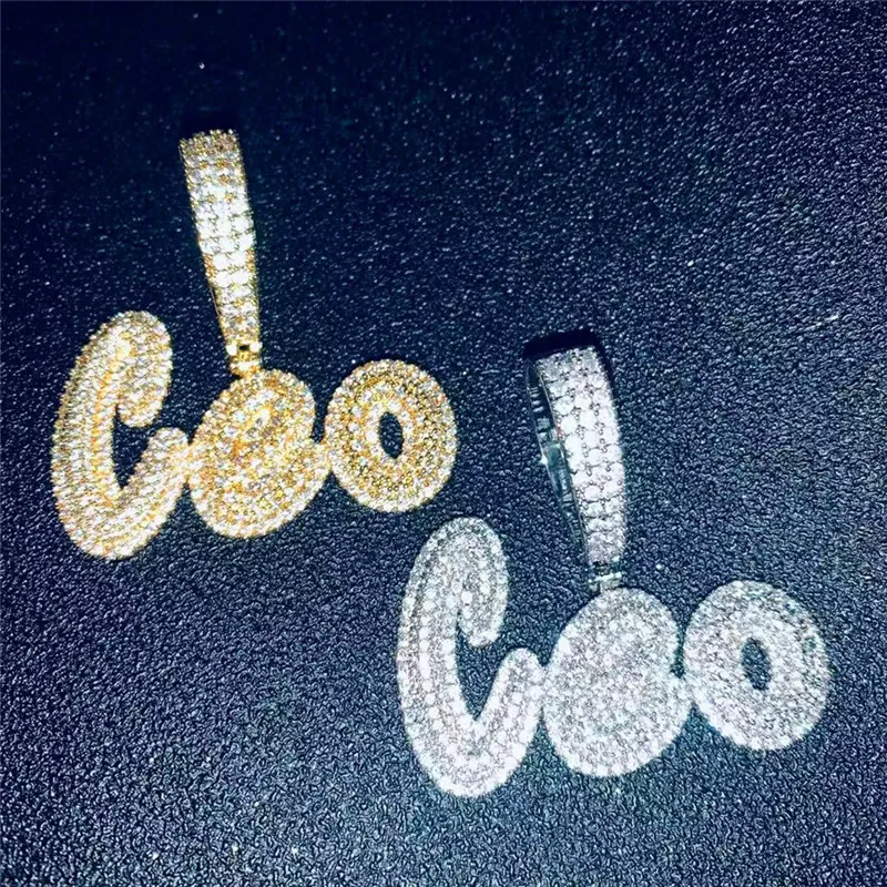 Hip Hop Custom Name Cubic Zircon Iced Out Letters Chain Pendants Necklaces For Men Jewelry Cuban Chain281o