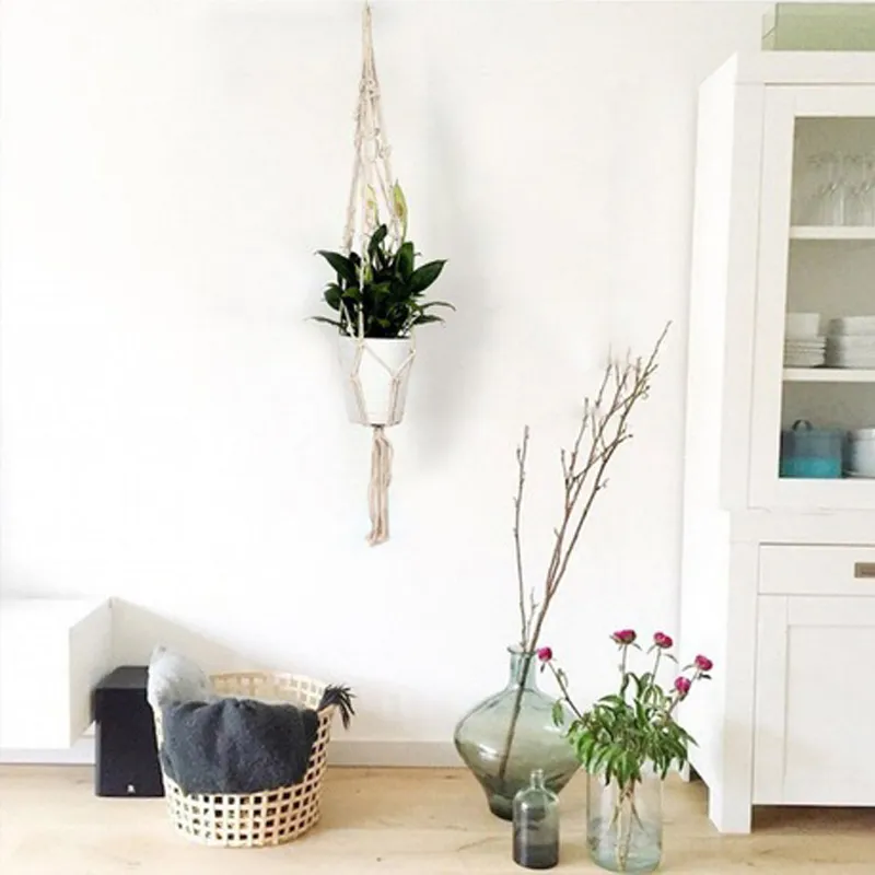 Flower Pot Holder Basket Macrame High Quality Handmade Macrame Plant Vintage Cotton Linen Decoration Home Indoor Wall Hanging C0125261677