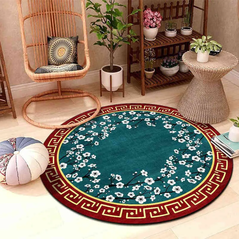 Luksusowy dywan salon czarny biały złoty europejski geometryczny styl etniczny okrągły dywan dywanów do sypialni Dekoracje domowe krzesło mata 220117