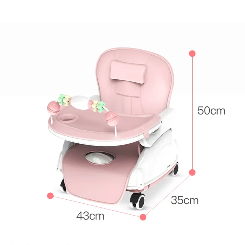 2In1 plateau réglable pliable Portable enfants bébé chaise haute Portable multifonctionnel manger chaise avec siège roues 636 mois L6337052