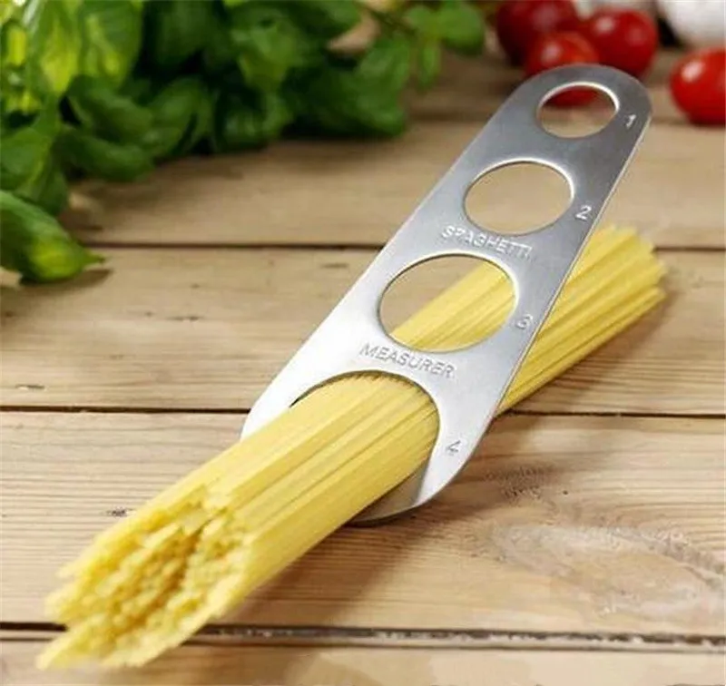 Nouveau acier inoxydable Spaghetti pâtes mesures outil bâton argent 4 puits nouilles bâton de mesure mesureur maison cuisine YSJ56293j