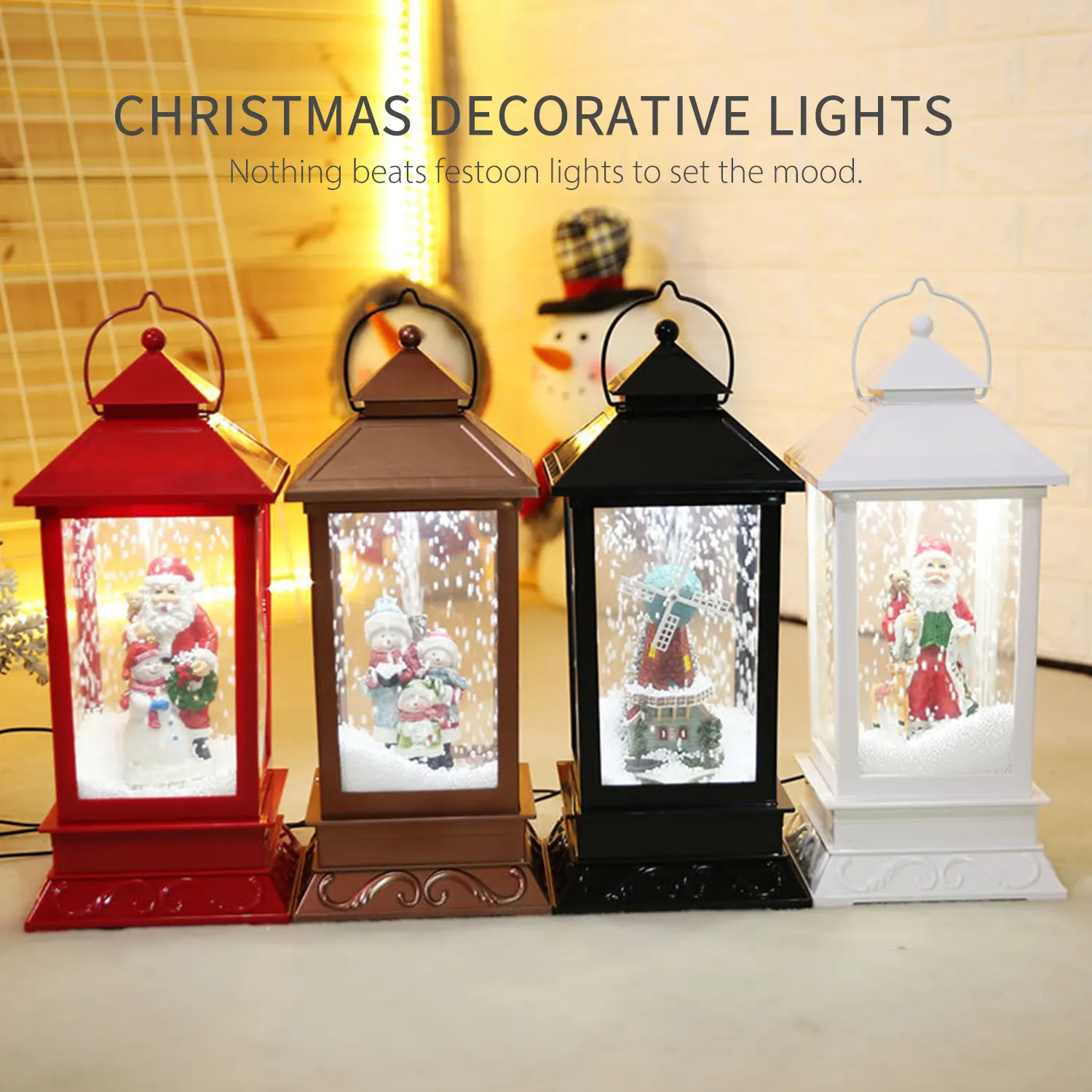Christmas Musical Snow Lantern LEDs Fairy Lights Lamp Santa Claus Shaped Lighting with 3 Songs for Party Christmas Decoration 201127