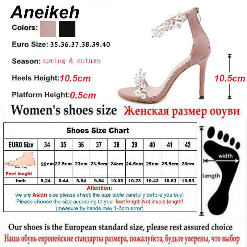 Aneikeh 2022 Estate PU Scarpe da donna Moda Shallow Cover Heel Caviglia String Bead Zipper Open Toe Sandali da sposa Zapatos De Mujer Y220225