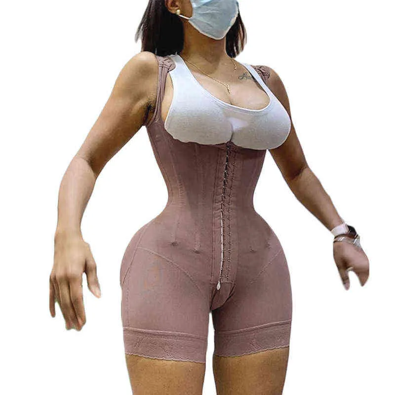 Damen-Ganzkörper-Shapewea-Bauchkontrolle, verstellbarer Schritt, offene Brust, Skims Kim Fajas Colombianas, Kompression nach Operationen, 220112