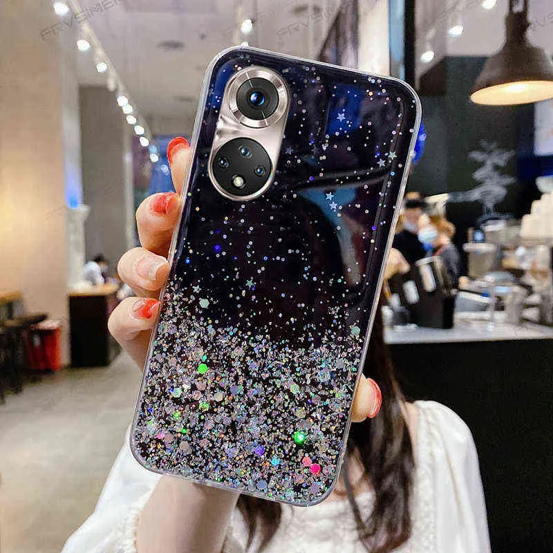Glanzende Bling Glitter Star Clear Soft phone Case Cover voor Huawei Honor 50/50 Lite 50Lite / Nova 9 W220312