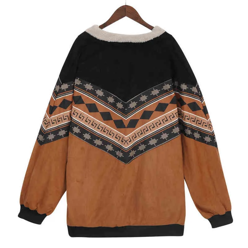 Kobiety vintage bawełniane kurtki płaszcze jesień ubrania modowe wydrukuj luźne top bohemian długie rękaw elegancka elegancka streetwear 220118