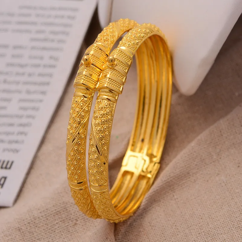 24K Lot Hele Ethiopische Goud Kleur Armbanden Voor Vrouwen Fabriek Afrikaanse Midden-oosten Dubai Halloween Sieraden Y112644732188356783