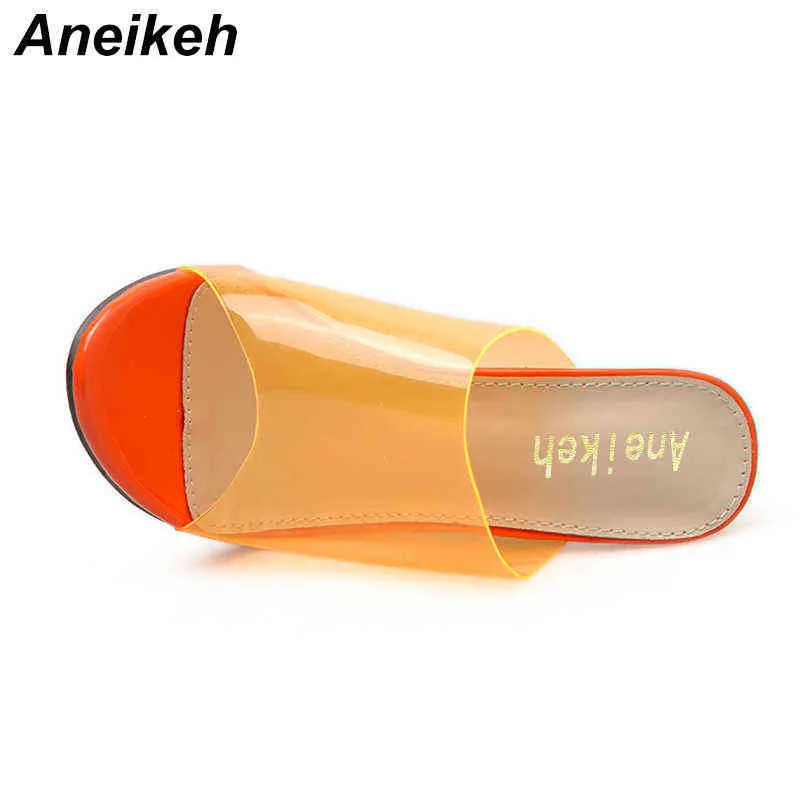 Sandalet Aneikeh Yeni Kadın Sandalet PVC Jöle Kristal Topuk Şeffaf Seksi Parlak Yüksek Topuklu Yaz Pompaları Ayakkabı Boyutu 41 42 220121