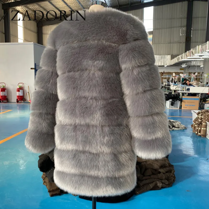 Zadorin Winter Long Furry Faux Fur Coat Jackets Women Women grossa quente e fofo jaqueta de pele FAUX ABESTO CAUS