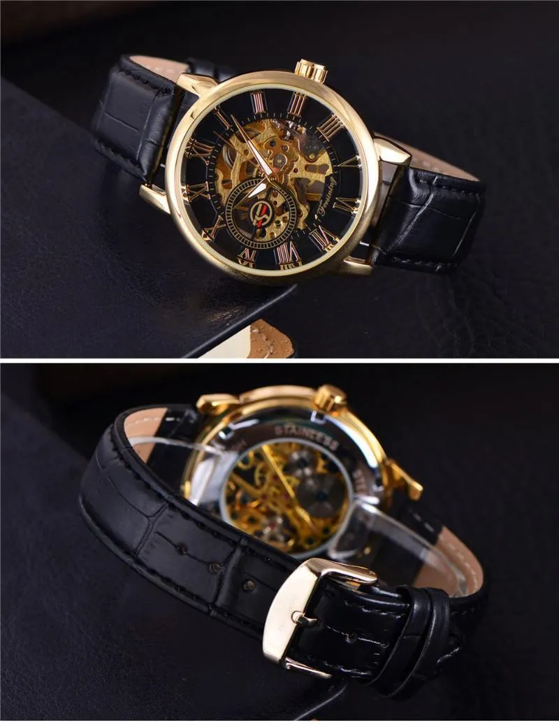 ForSining Top Mens Watch Men Sport Clock Male Business Skeleton Clocks Hand Wind Mechanical Watches Gift12802