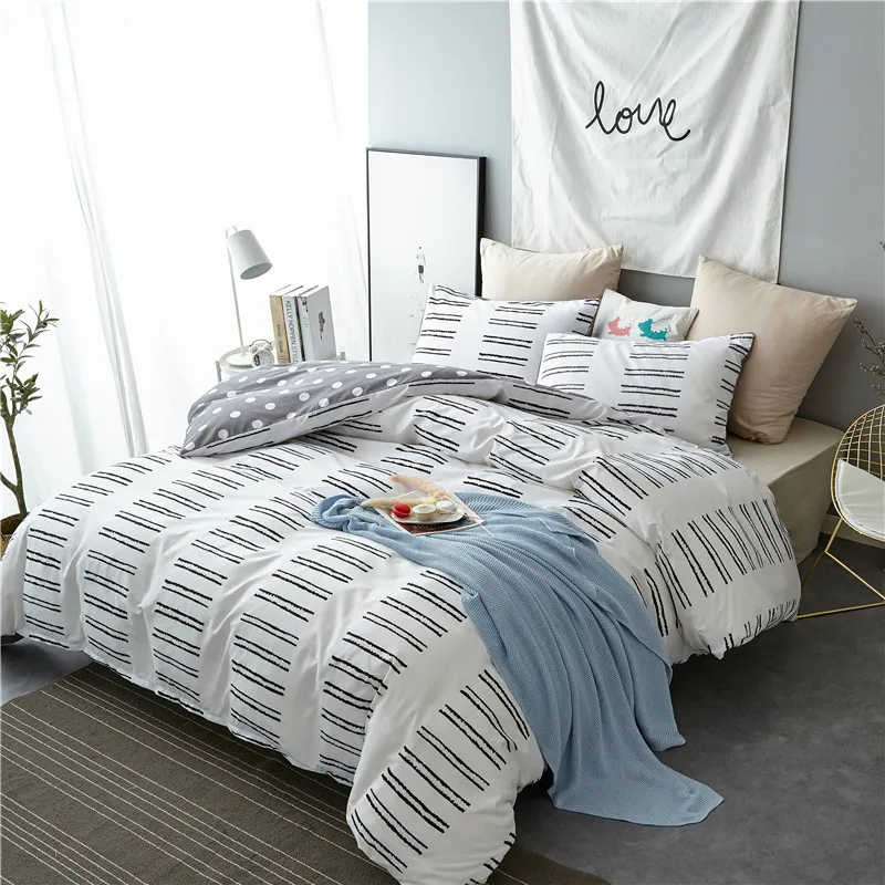 Denisroom Lovely Unicorn Bedding Set Dubbelsäng Conterters Stripe Quilts och Duvet Cover Set CB83 # T200826