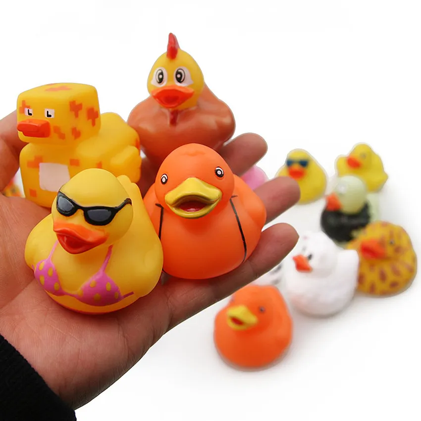 ESALINK случайная детская игрушка для купания, плавающие резиновые утки, звуковая утка для детского душа, 102050100 шт., случайный стиль 2012168054582