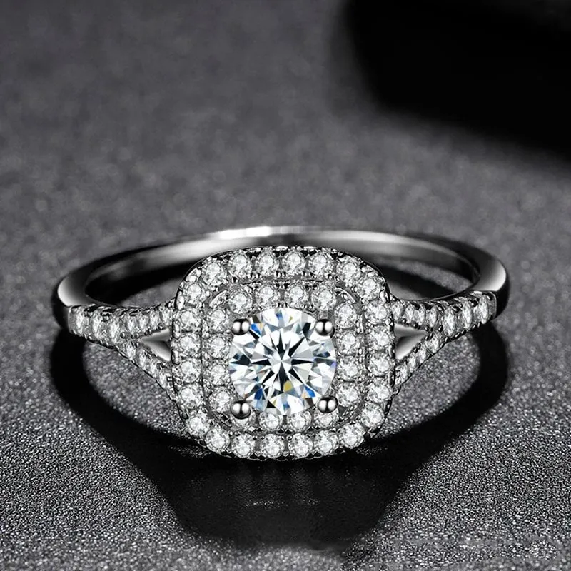 Европейский и американский стиль Новая распродажа S925 серебряные платиновые блестящие алмазные кольца роскошные великолепные женские свадебные украшения
