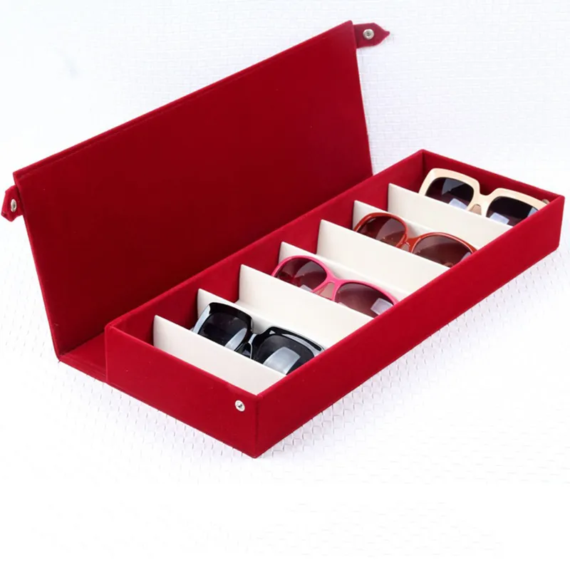Bärbar 8 Slot Rectangle -glasögon Solglasögon förvaringslåda för glasögonfodral Stativ Holder Display Protector Folding Container T200503317382
