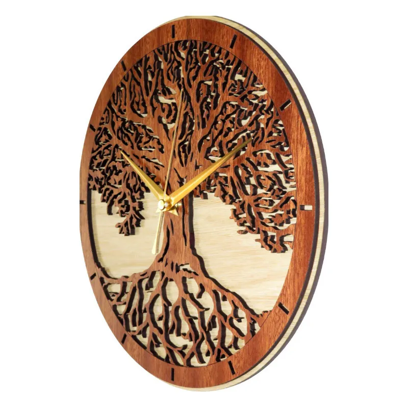 of Sacred Tree Wood Green Life 3D Art Wall Clock Modern New Arrival Hanging Clocks T200601