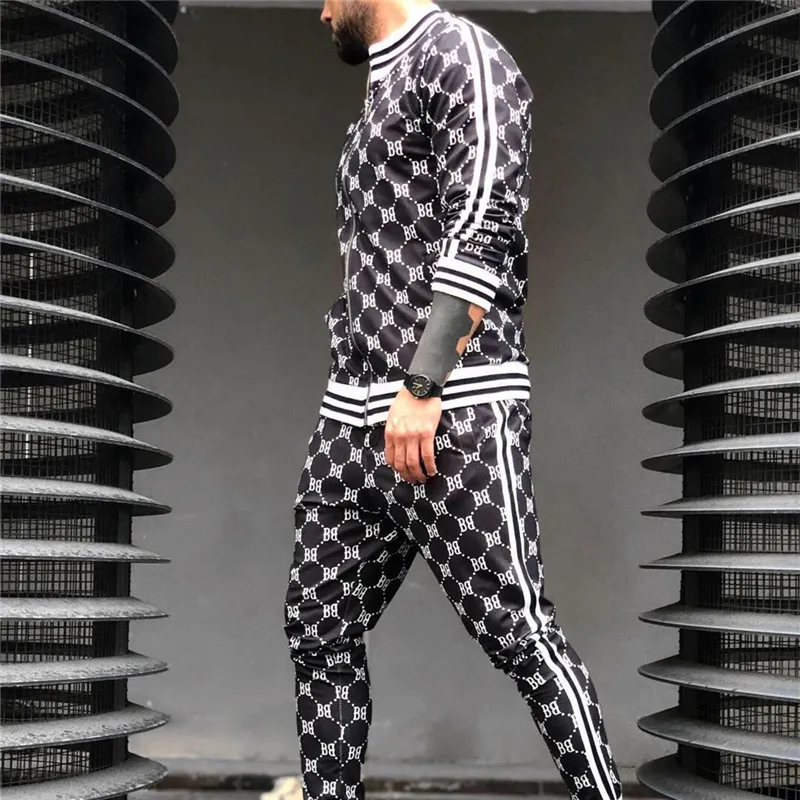 Męskie Dres Jesień Moda Casual Mężczyźni Fitness Zestawy List Patchwork Bluza z kapturem Dresy Sport Siatek Streetwear X1218
