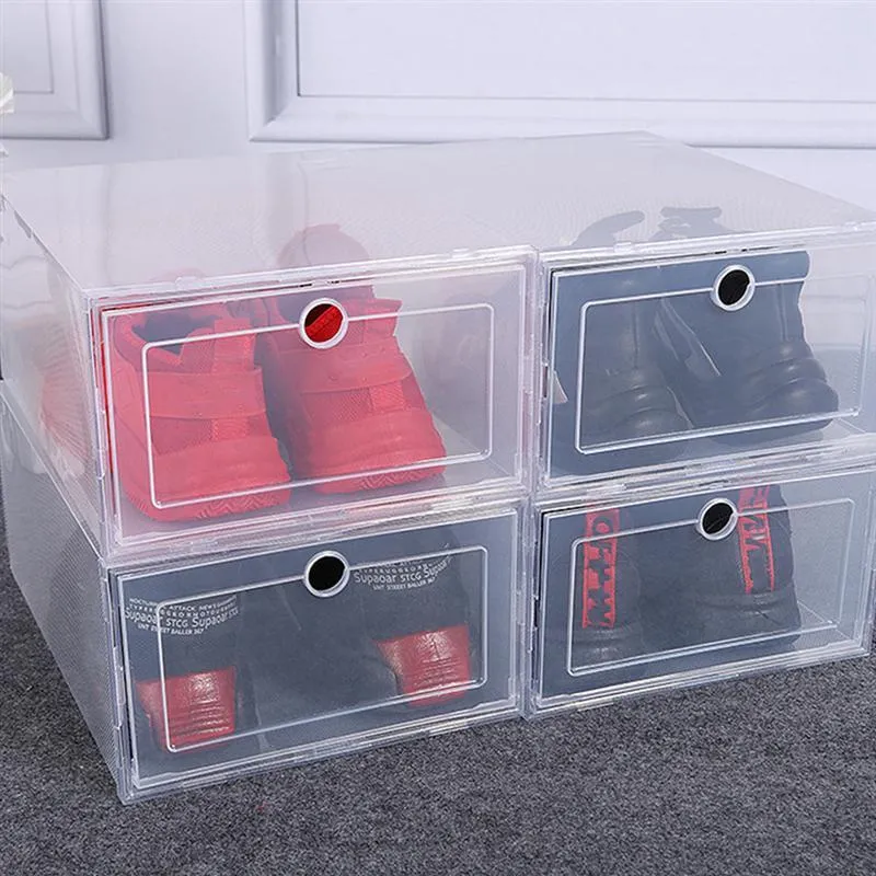 6 adet Plastik Ayakkabı Durumda Kalınlaşmış Şeffaf Çekmece Durumda Plastik Ayakkabı Kutuları İstiflenebilir Kutu Ayakkabı Organizatör Ayakkabı Kutusu C0116
