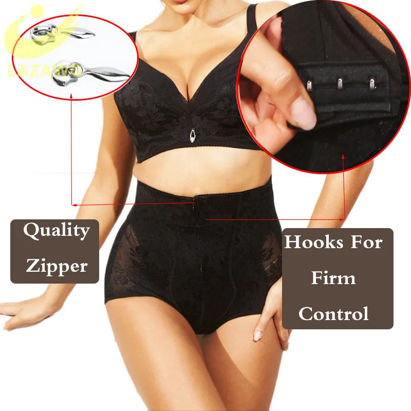 LAZAWG Donne Hi-Waist Butt Lifter Shapewear Vita Trainer Body Shaper Zipper Panty Senza cuciture Sexy Mutandine contenitive Pancia Dimagrante 201222