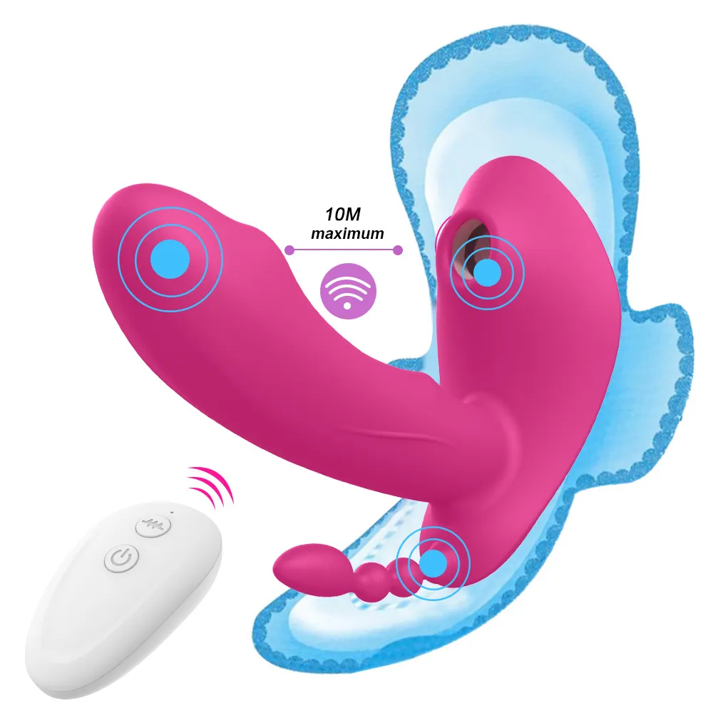 Sucking vibrators for women Panties Vibrating Sucker Anal Vagina Clitoris Stimulator Wearable Oral Suction Erotic sexy Toy 3 IN 1