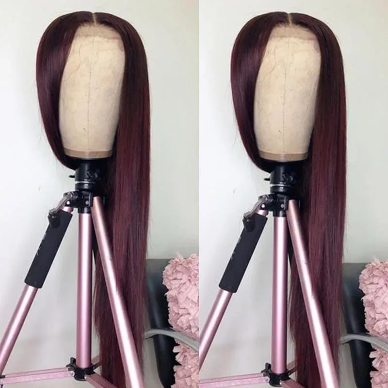 Straight Burgundy Lace Front Wig 99J Colored 131 Lace Front Human Hair Wig Peruvian Remy Lace Part 150 Pre Plucked7394657