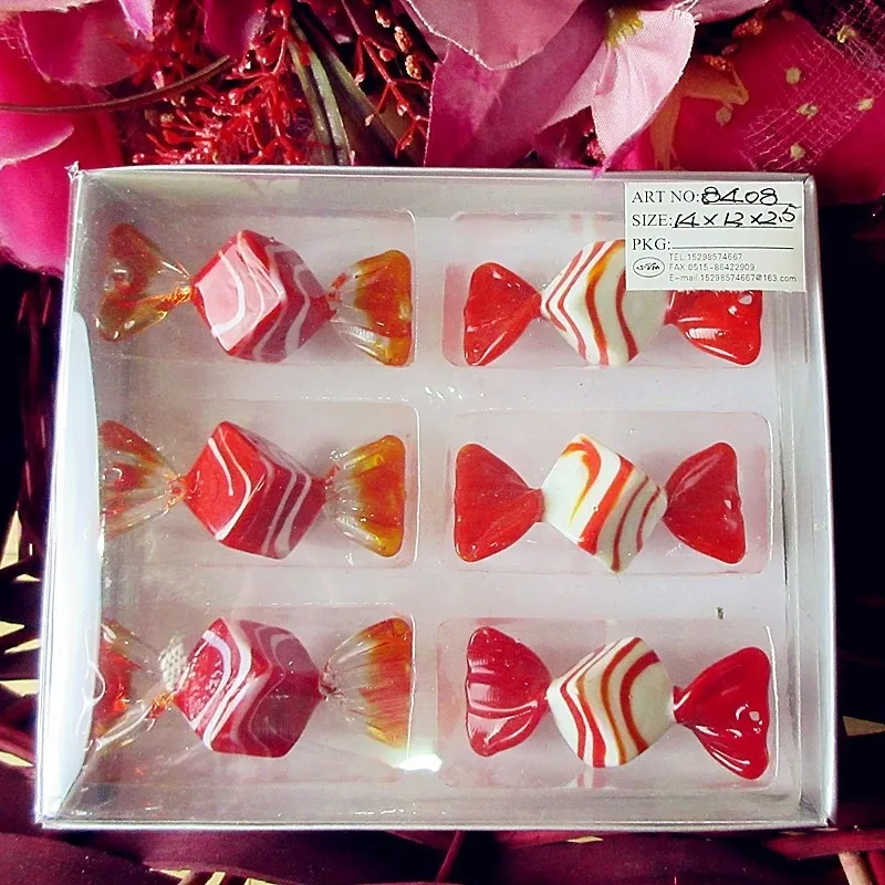 15 pièces MURANO fait à la main en verre rouge bonbons Art ornement de noël pendentif chambre Table décor décor à la maison accessoires faveurs de fête 20122635