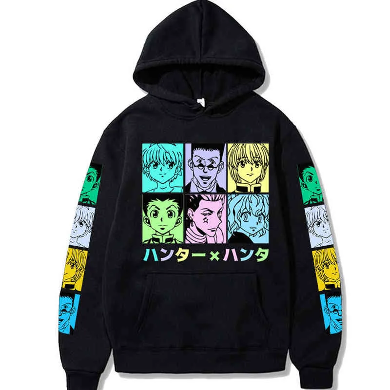 2020 Ny Anime Hunter X Hunter Killua Leorio Kurapika Gon Hisoka Pullover Hoodie Långärmad StreetWear Fashion Tops H1227