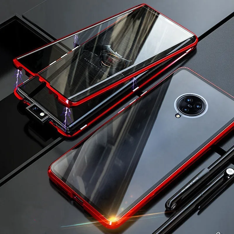 Härdad glasfodral för Xiaomi POCO X3 NFC Pro Screen Protector för Xiomi Pocophone F2 Pro Poco X3 Skydd Magnetiska Metallkanter