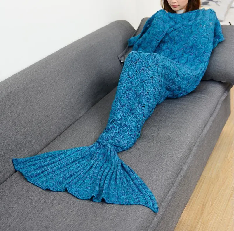 CAMMITEVER 17 Farben Meerjungfrau Decke Decken Stricken Fischschwanz Decke Sofa Abdeckung Geburtstag Geschenke für Mädchen LJ201127