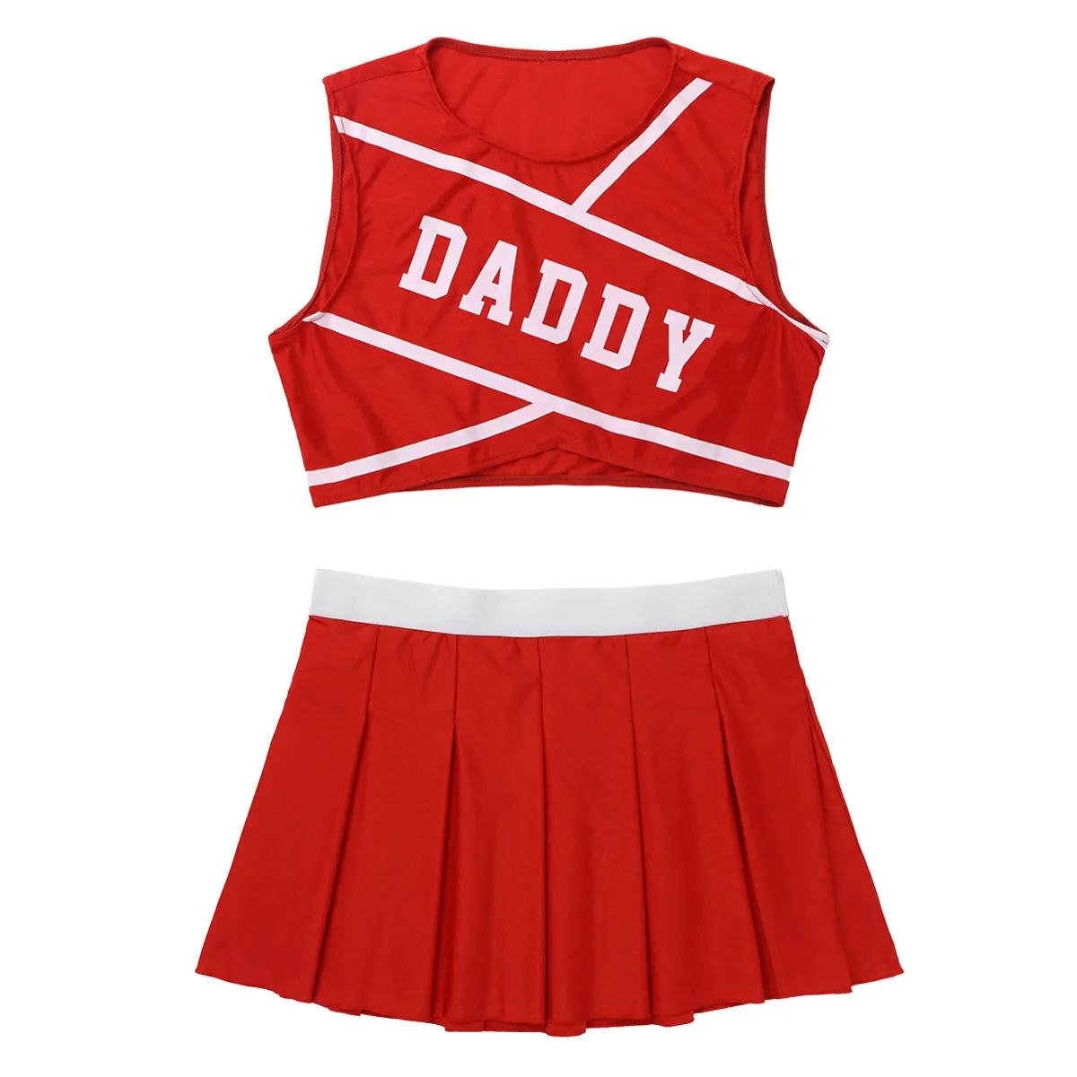 IITIIM Zestawy damskie dorosłych Czarowna Cheerleaderka Cosplay Scena Kostium Dancewear Hot Konkurs Crop Top z mini plisowaną spódnicą T200702