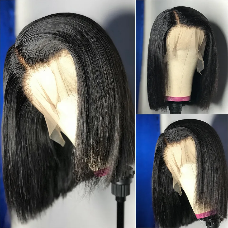 Korte Bob Pruiken Rechte Kant Voor Menselijk Haar Pruiken Voor Vrouwen Pre Plukken Met Baby Haar 13X4 Bob lace Front Pruiken Lijmloze Kant Wig56