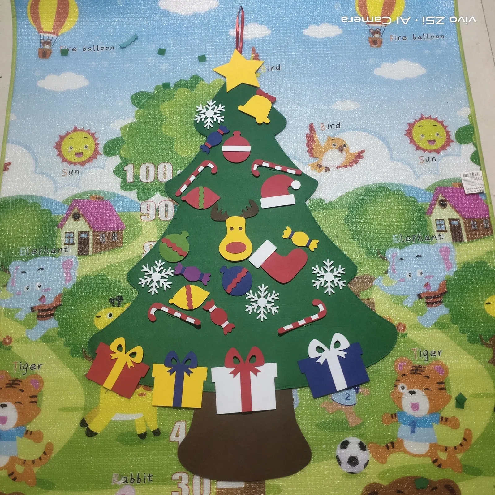 Árvore de Natal Moda DIY sentiu com decorações porta de porta pendurada crianças educacional presente xmas tress cerca de 75x100cm