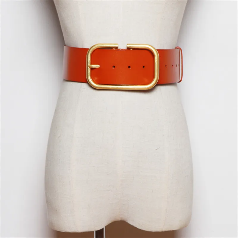Cinture larghe in vera pelle di moda le donne Cintura con corsetto con fibbia color oro Cintura femminile di lusso con marchio di design Vintage J12093740280