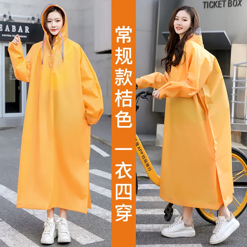 Waterproof Scooter Nylon Raincoat Women Outdoor Long Ladies Hooded Raincoat Stylish Capa De Chuva Rain Coat Lightweight JJ60YY 201016