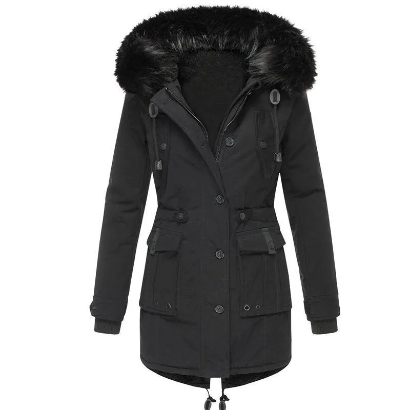 4xl 5xl plus size dames parka's winter vrouwen lange mouw bont dikke warme warme jas vacht zakken vrouwelijk lange outdarnen 201027