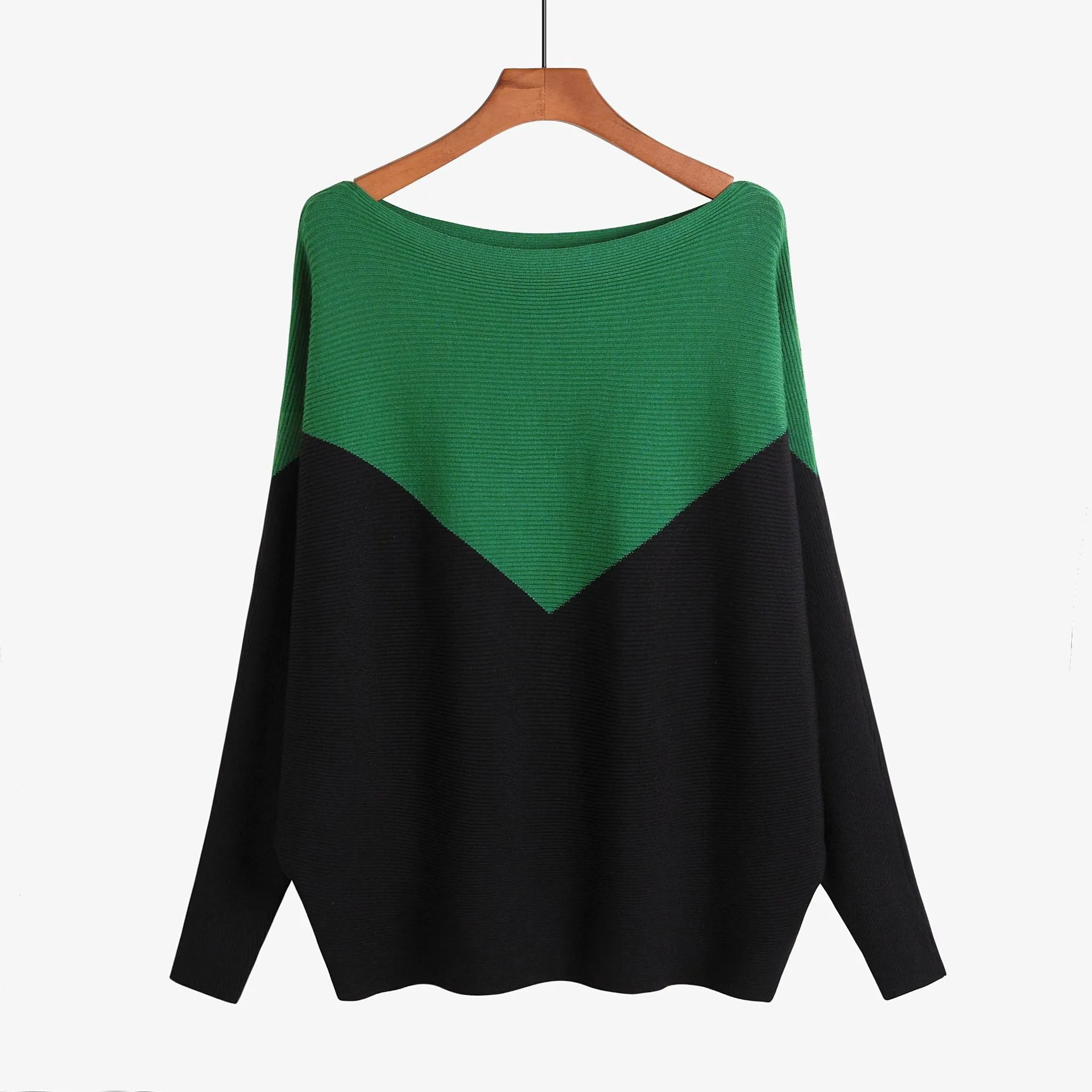 Loose Knitted Sweater Women Jumpers Long Sleeve o-neck Woman Pullovers Sweater Autumn Winter Color Block Casual Sweater 201224