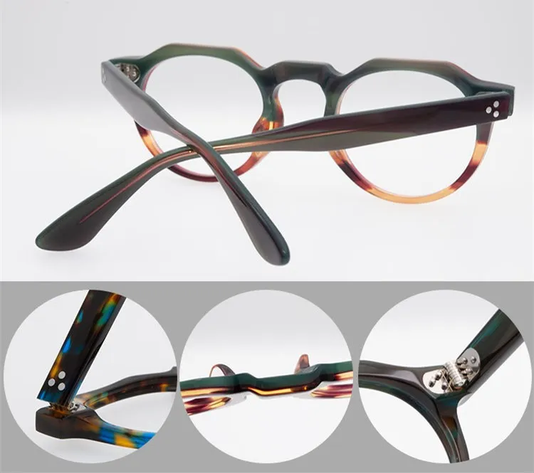 Hommes optique Glassese cadre rond montures de lunettes rétro monture de lunettes mode lunettes femmes à la main lunettes myopes avec Box327y