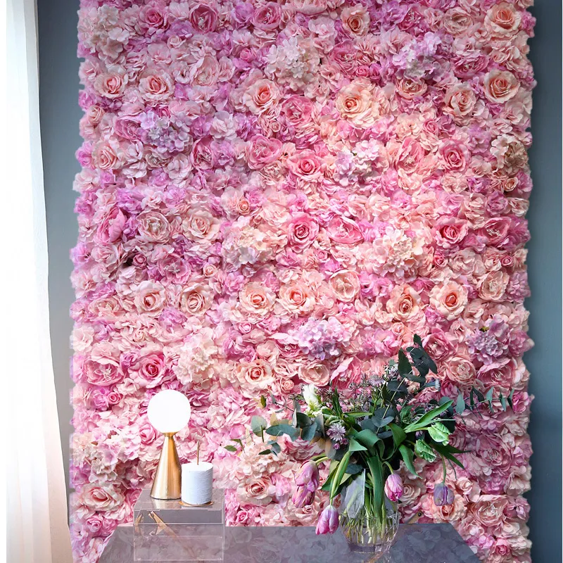 40x60 cm Silk Rose Flower Champagne Artificial Flower for Wedding Decoration Flower Wall Panels Romantic Wedding Backdrop Decor T203861602