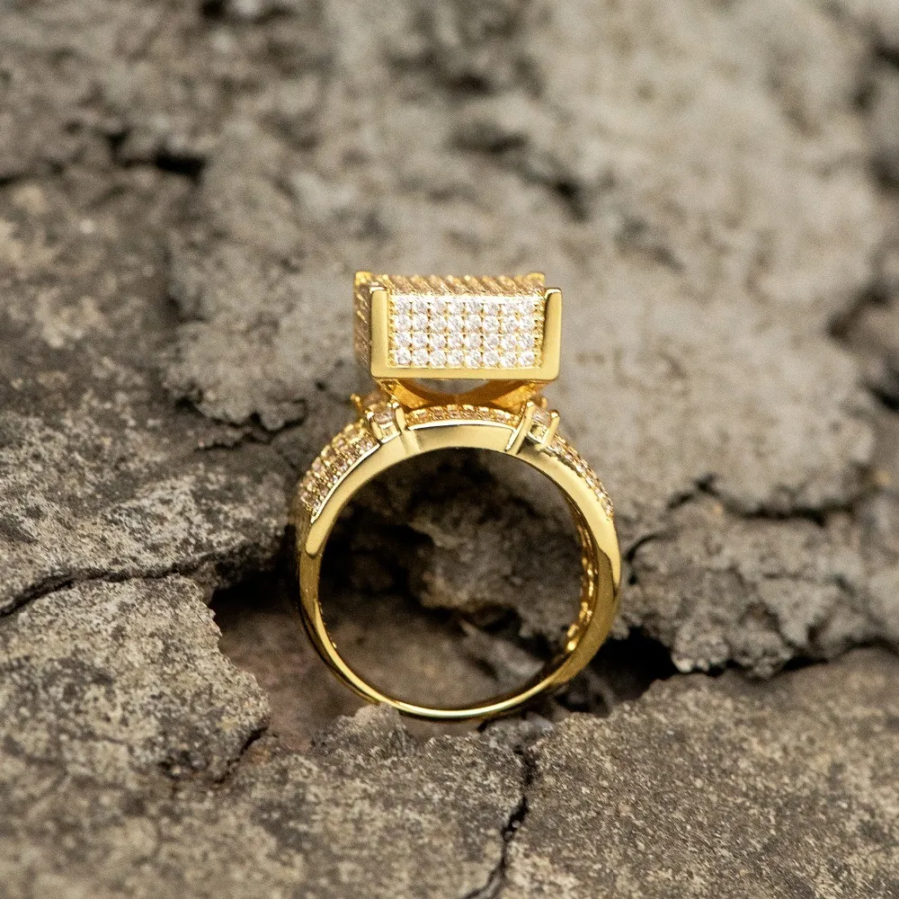 Высокое качество мужские кольца широкий квадратный 3D панк циркон кольцо ювелирные изделия с покрытием CZ кристалл блестящий подарок для мужчин обручальное кольцо Y1124238b
