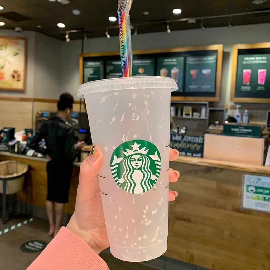 ml Reusable Starbucks Color Changing Cold Cups Plastic Tumbler with Lid Reusable Plastic Cup