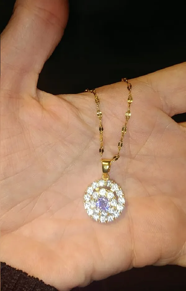 Halskette aus 18 Karat Gold mit weißen Diamanten für Damen, Bijoux Femme Collares Joyas, natürlicher Pierscionki Bizuteria-Edelstein-Anhänger2394