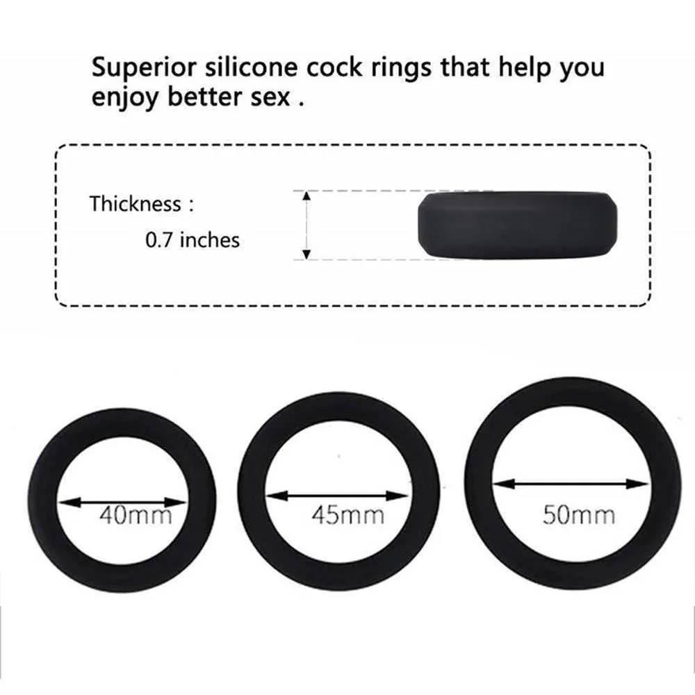 Silicone Cock 3 Ring Penis Enhance Erection For Men Delay Ejaculation Cockring Intimate Goods Shop Q0508268V
