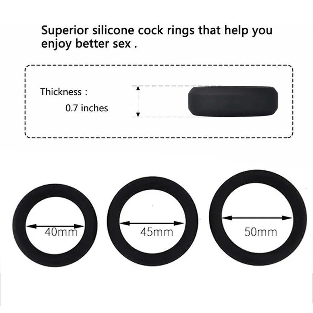 Siliconen Cock 3 Ring Penis Verbeteren Erectie Voor Mannen Vertraging Ejaculatie Cockring Intieme Goederen Winkel Q0508268V